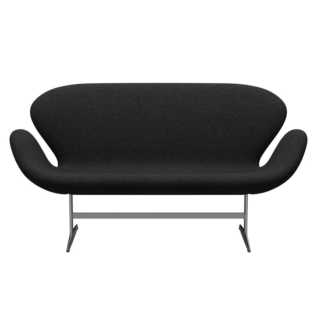Fritz Hansen Swan™ Sofa 2 Seater, Satin Brushed Aluminium/Divina Md Dark Grey