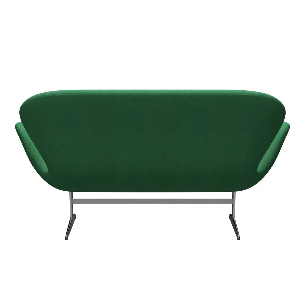 Fritz Hansen Swan™ Sofa 2 Seater, Satin Brushed Aluminium/Divina Melange Green