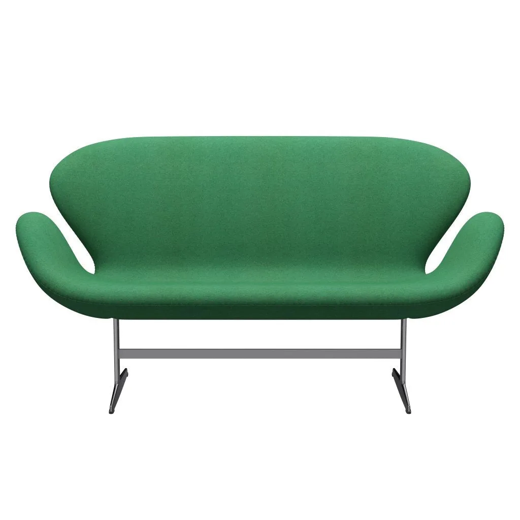 Fritz Hansen Swan™ Sofa 2 Seater, Satin Brushed Aluminium/Divina Melange Green