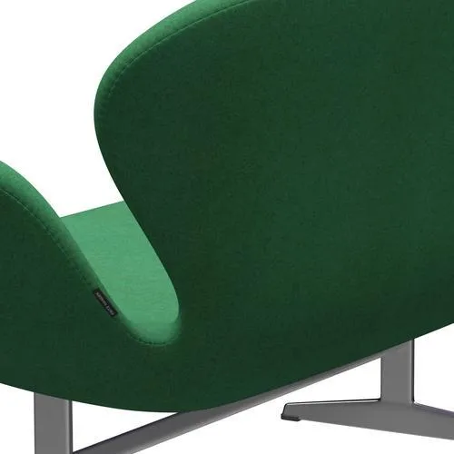 Fritz Hansen Swan™ Sofa 2 Seater, Satin Brushed Aluminium/Divina Melange Green