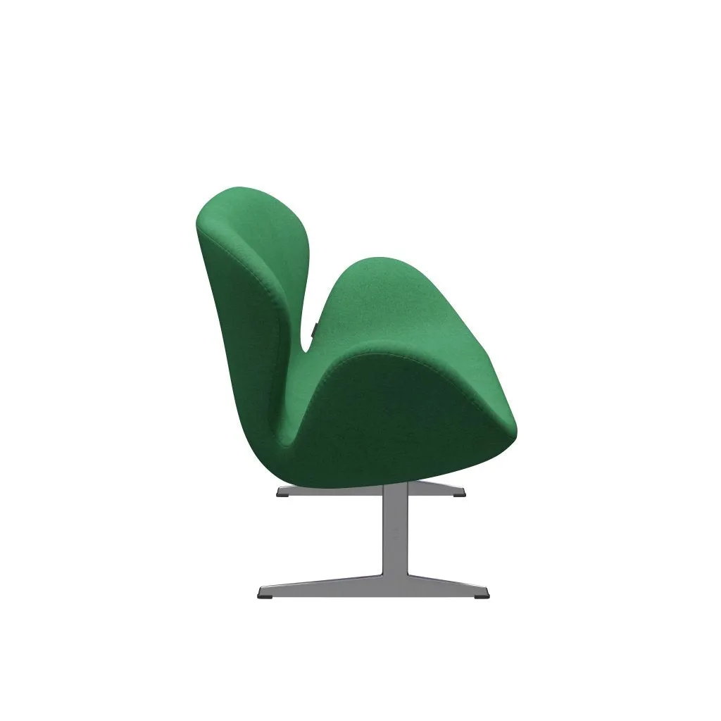 Fritz Hansen Swan™ Sofa 2 Seater, Satin Brushed Aluminium/Divina Melange Green