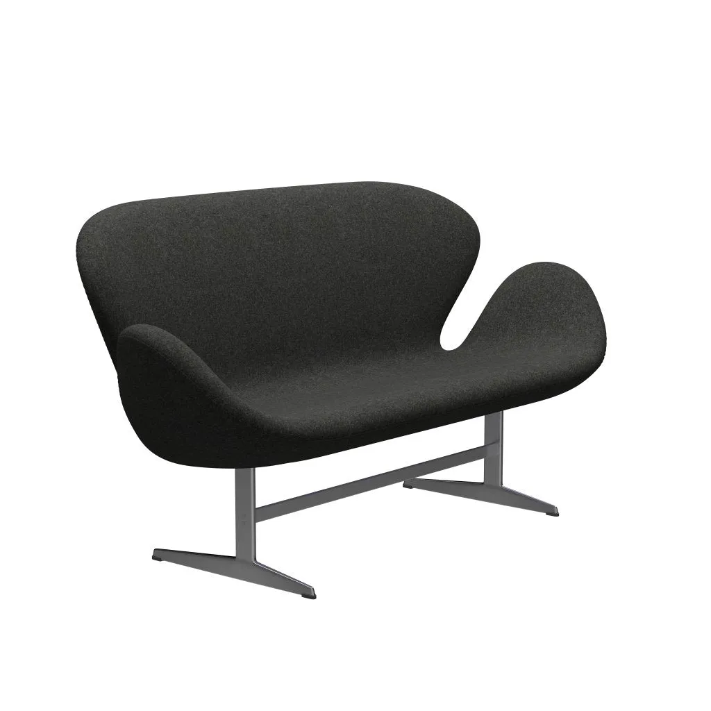 Fritz Hansen Swan™ Sofa 2 Seater, Satin Brushed Aluminium/Divina Melange Grey
