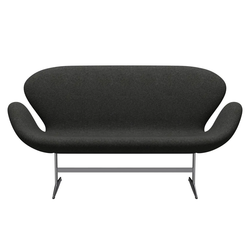 Fritz Hansen Swan™ Sofa 2 Seater, Satin Brushed Aluminium/Divina Melange Grey