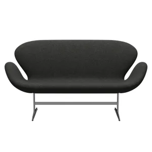 Fritz Hansen Swan™ Sofa 2 Seater, Satin Brushed Aluminium/Divina Melange Grey