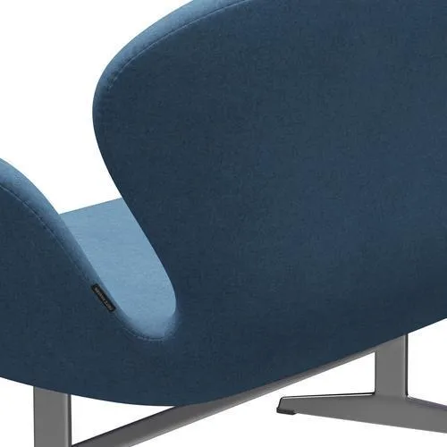 Fritz Hansen Swan™ Sofa 2 Seater, Satin Brushed Aluminium/Divina Melange Light Blue