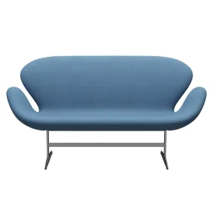 Fritz Hansen Swan™ Sofa 2 Seater, Satin Brushed Aluminium/Divina Melange Light Blue