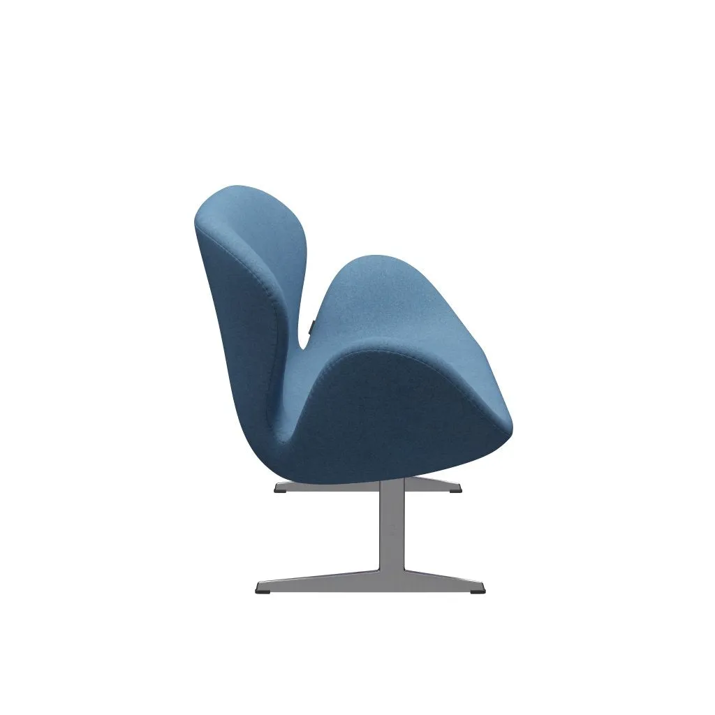Fritz Hansen Swan™ Sofa 2 Seater, Satin Brushed Aluminium/Divina Melange Light Blue