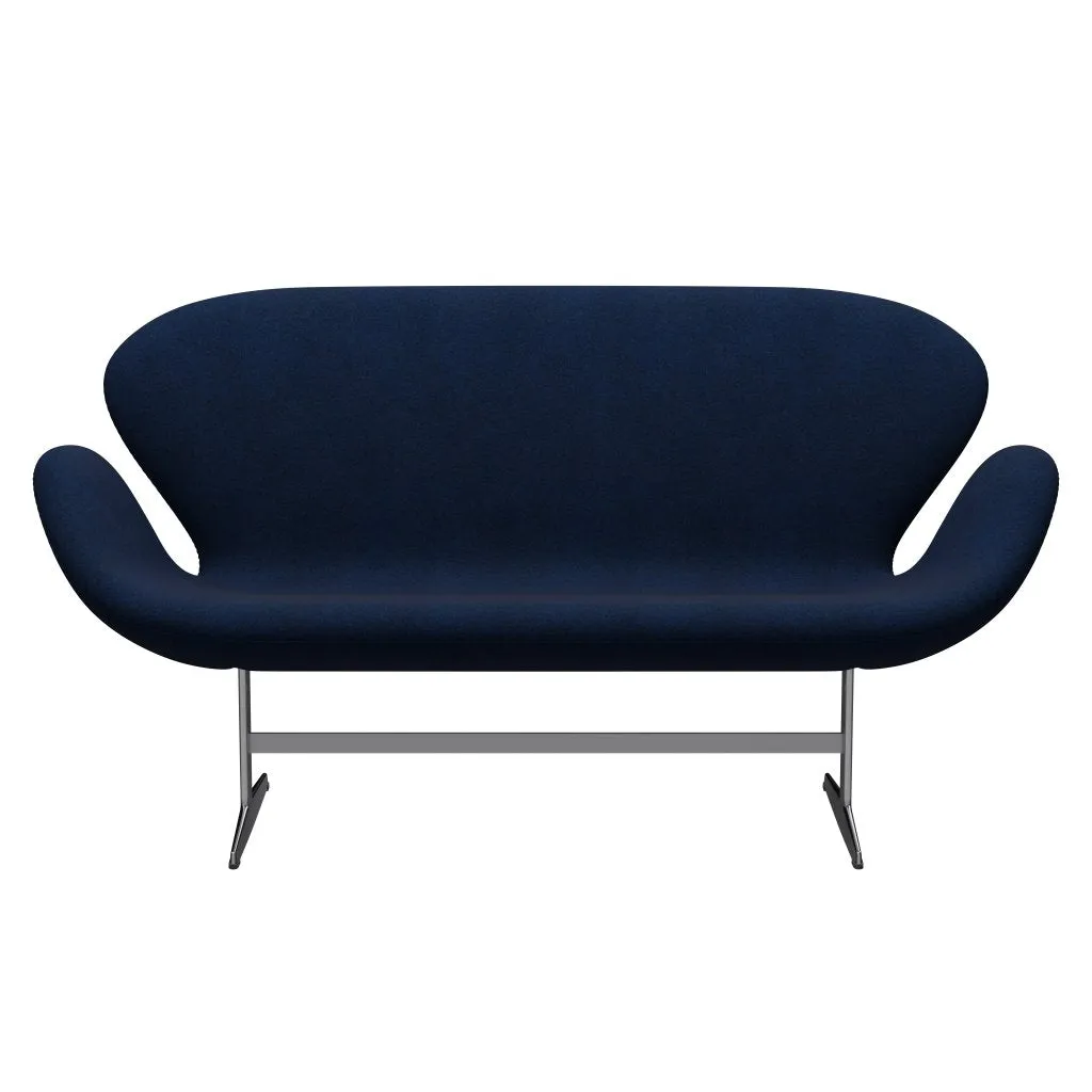 Fritz Hansen Swan™ Sofa 2 Seater, Satin Brushed Aluminium/Divina Melange Navy Dark