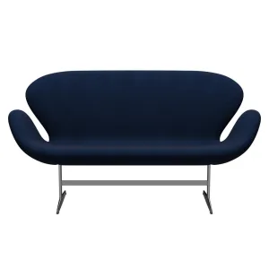 Fritz Hansen Swan™ Sofa 2 Seater, Satin Brushed Aluminium/Divina Melange Navy Dark