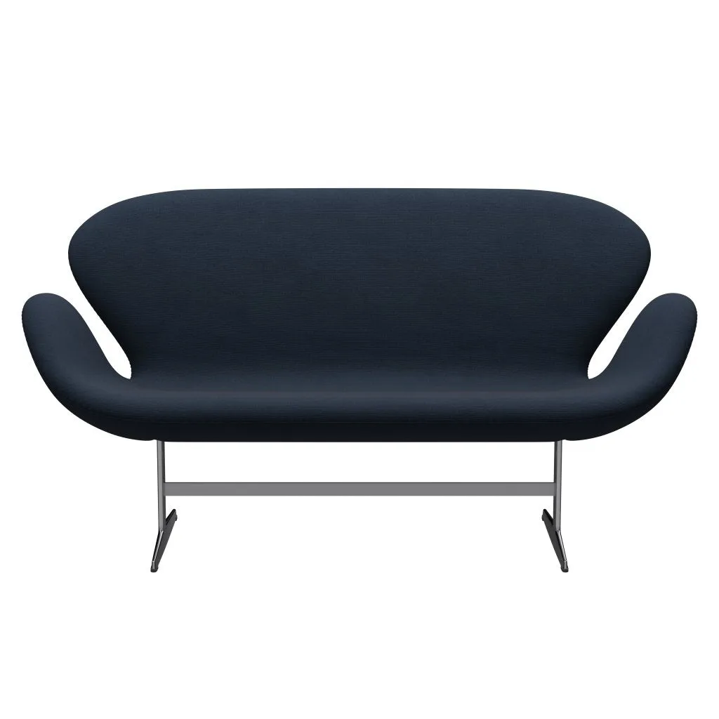 Fritz Hansen Swan™ Sofa 2 Seater, Satin Brushed Aluminium/Fame Blue Ant™Hracite
