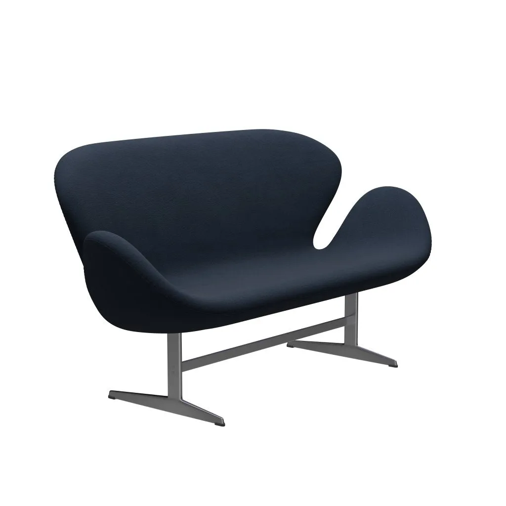 Fritz Hansen Swan™ Sofa 2 Seater, Satin Brushed Aluminium/Fame Blue Ant™Hracite