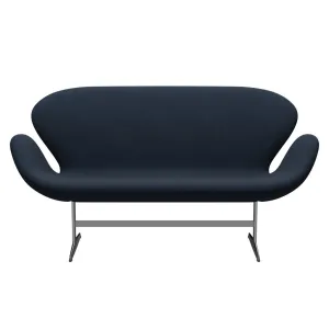 Fritz Hansen Swan™ Sofa 2 Seater, Satin Brushed Aluminium/Fame Blue Ant™Hracite