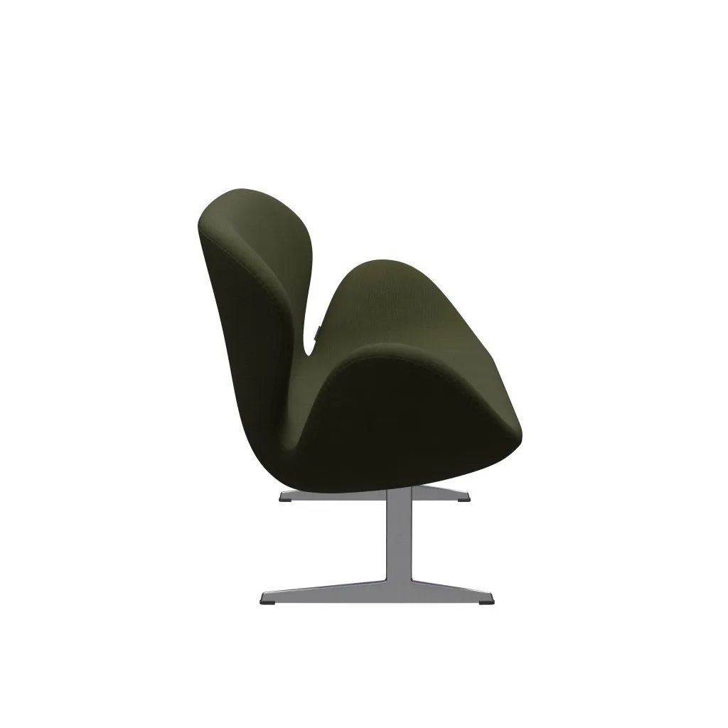 Fritz Hansen Swan™ Sofa 2 Seater, Satin Brushed Aluminium/Fame Dark Brown Green