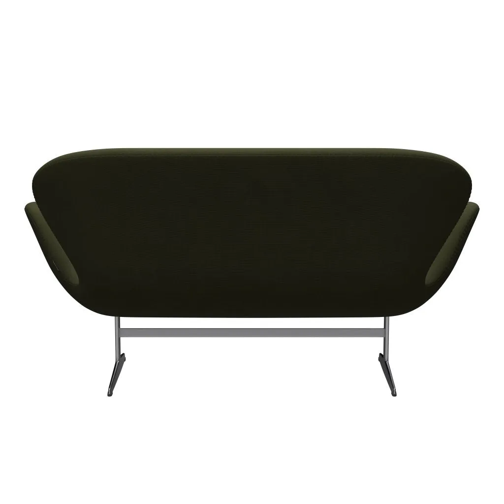 Fritz Hansen Swan™ Sofa 2 Seater, Satin Brushed Aluminium/Fame Dark Brown Green