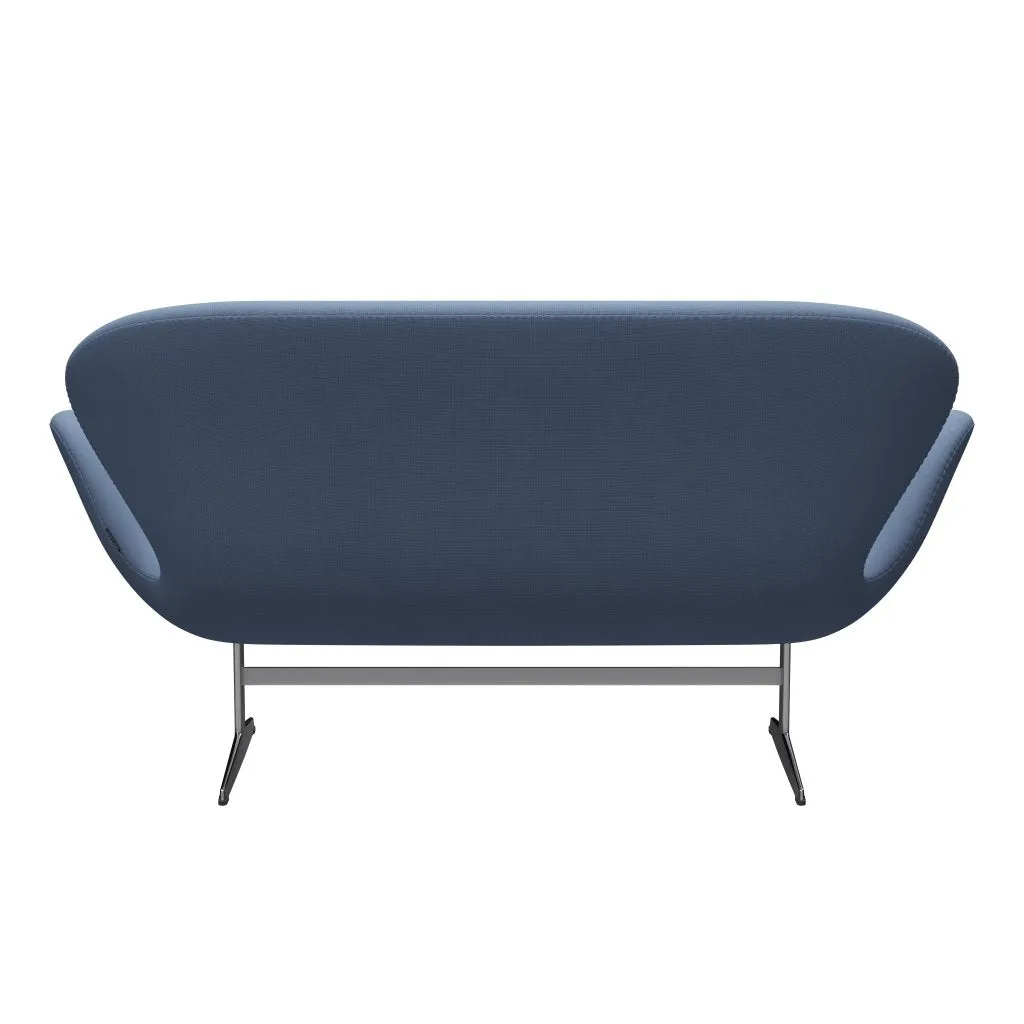 Fritz Hansen Swan™ Sofa 2 Seater, Satin Brushed Aluminium/Fame Grey Blue