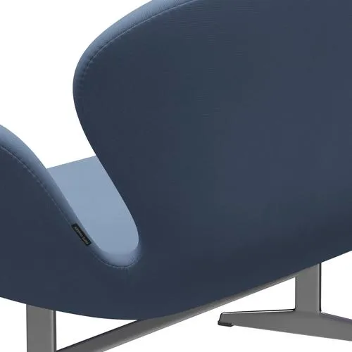 Fritz Hansen Swan™ Sofa 2 Seater, Satin Brushed Aluminium/Fame Grey Blue