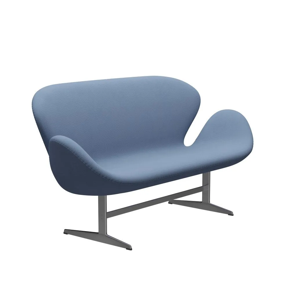 Fritz Hansen Swan™ Sofa 2 Seater, Satin Brushed Aluminium/Fame Grey Blue
