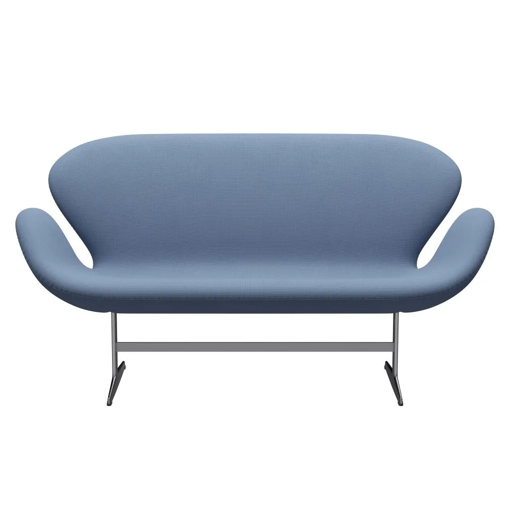 Fritz Hansen Swan™ Sofa 2 Seater, Satin Brushed Aluminium/Fame Grey Blue
