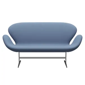 Fritz Hansen Swan™ Sofa 2 Seater, Satin Brushed Aluminium/Fame Grey Blue