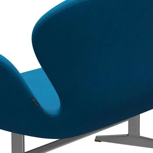 Fritz Hansen Swan™ Sofa 2 Seater, Satin Brushed Aluminium/Hallingdal Turquoise