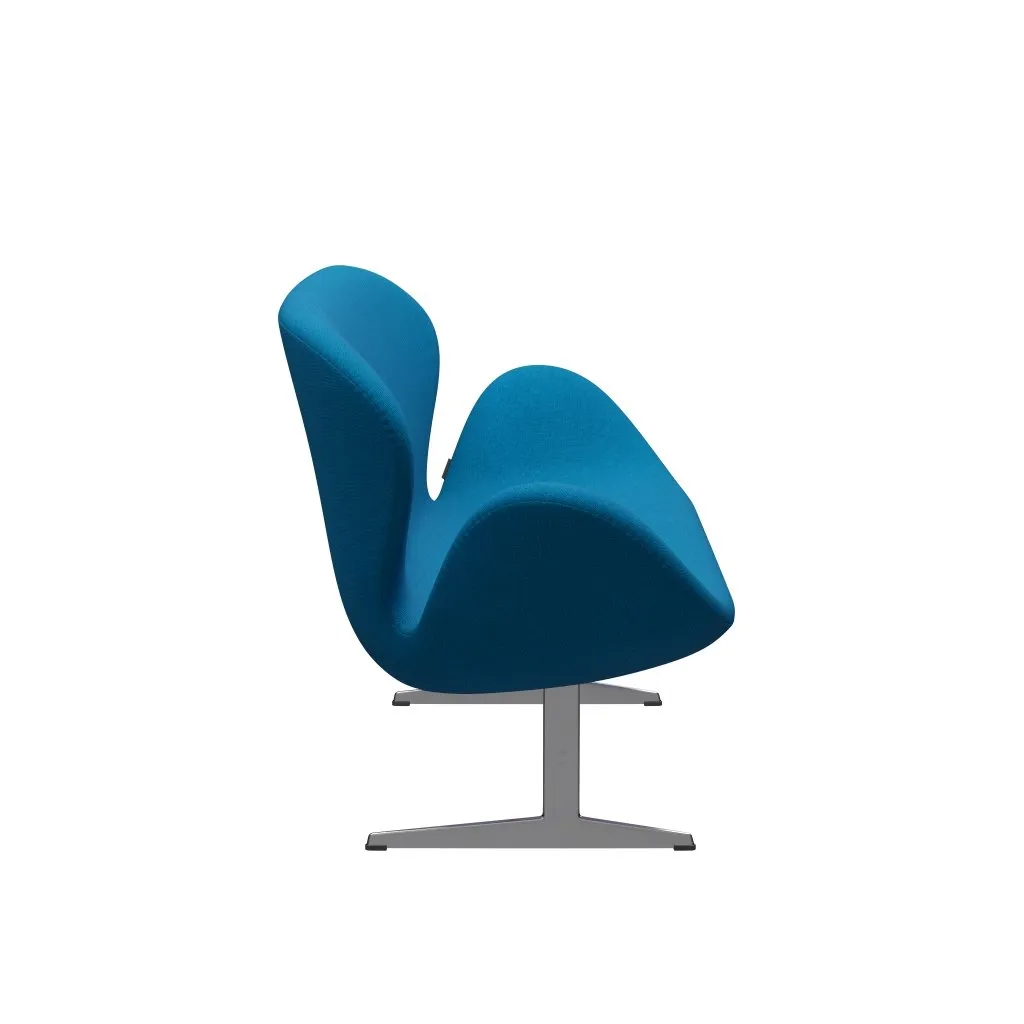 Fritz Hansen Swan™ Sofa 2 Seater, Satin Brushed Aluminium/Hallingdal Turquoise