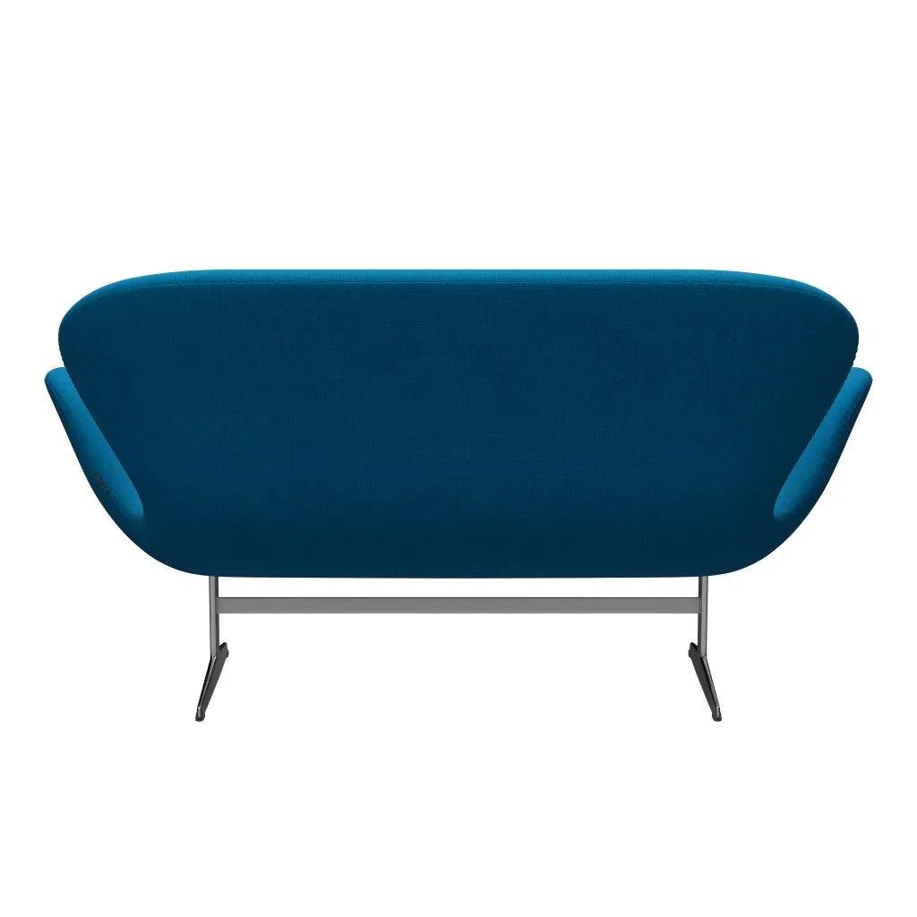 Fritz Hansen Swan™ Sofa 2 Seater, Satin Brushed Aluminium/Hallingdal Turquoise