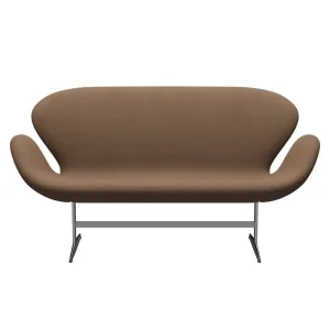 Fritz Hansen Swan™ Sofa 2 Seater, Satin Brushed Aluminium/Re Wool Brown/Natural