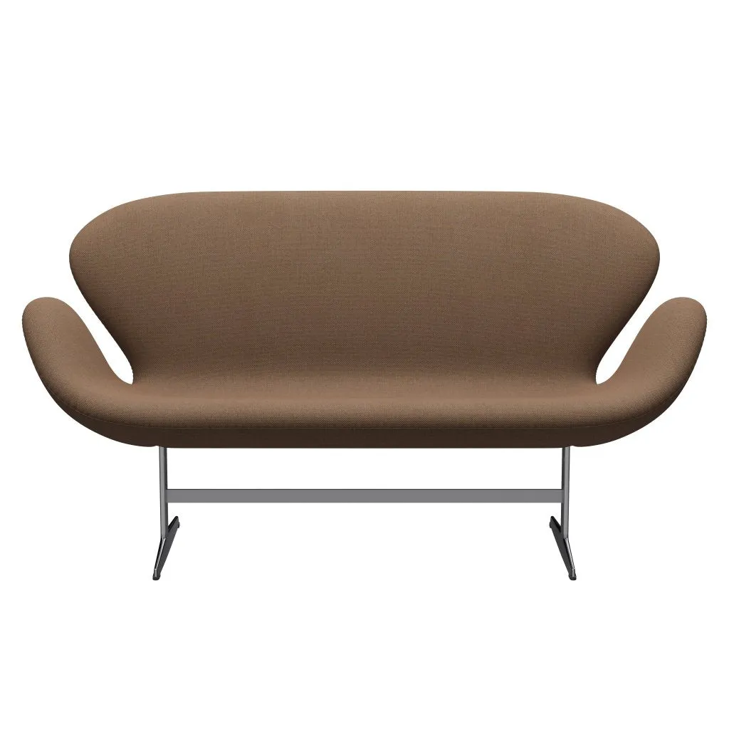 Fritz Hansen Swan™ Sofa 2 Seater, Satin Brushed Aluminium/Re Wool Brown/Natural