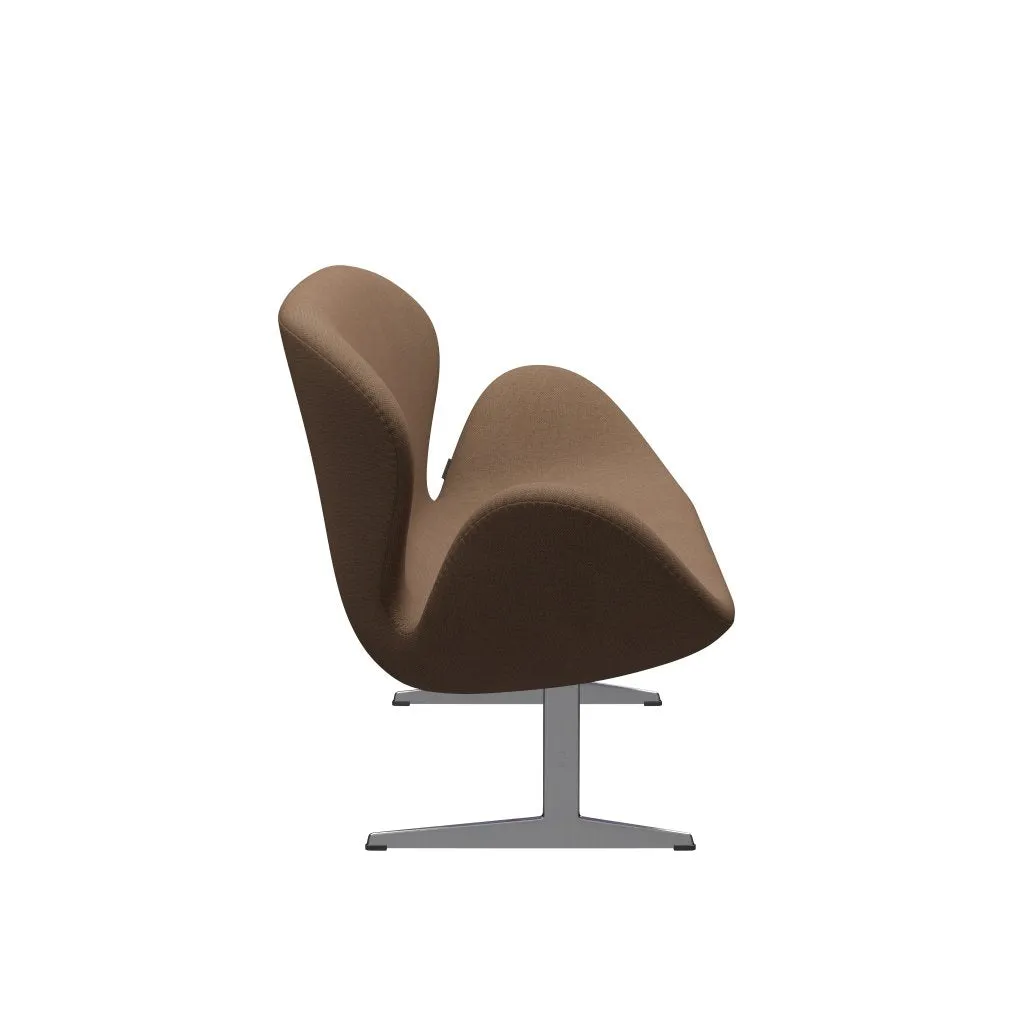 Fritz Hansen Swan™ Sofa 2 Seater, Satin Brushed Aluminium/Re Wool Brown/Natural