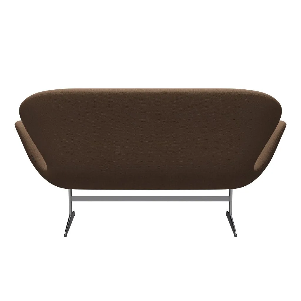 Fritz Hansen Swan™ Sofa 2 Seater, Satin Brushed Aluminium/Re Wool Brown/Natural