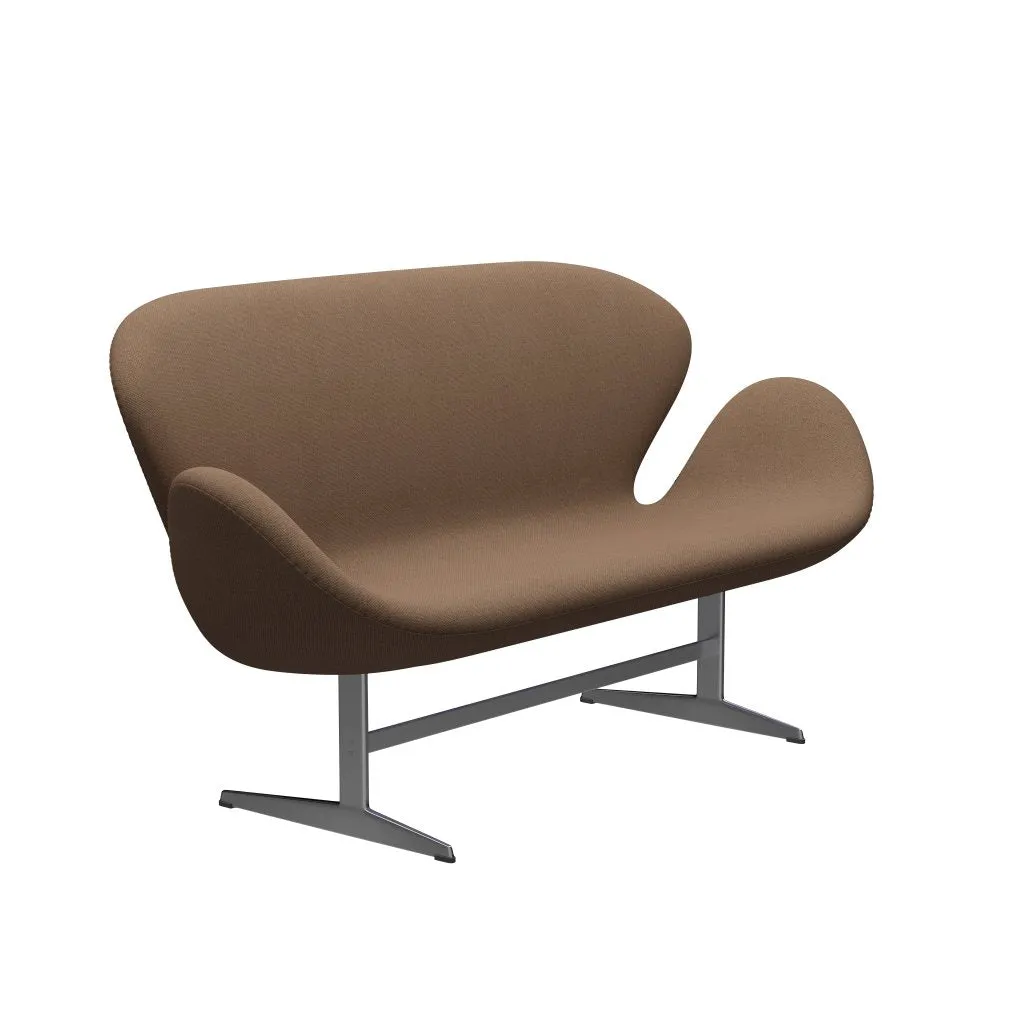 Fritz Hansen Swan™ Sofa 2 Seater, Satin Brushed Aluminium/Re Wool Brown/Natural