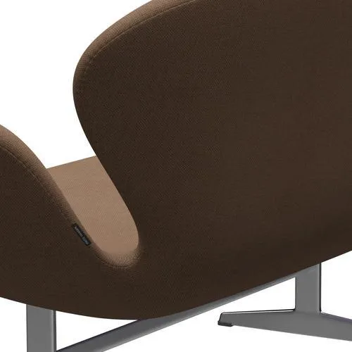 Fritz Hansen Swan™ Sofa 2 Seater, Satin Brushed Aluminium/Re Wool Brown/Natural