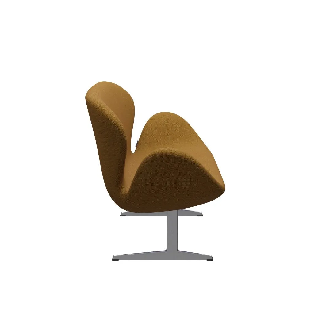 Fritz Hansen Swan™ Sofa 2 Seater, Satin Brushed Aluminium/Re Wool Saffron/Natural