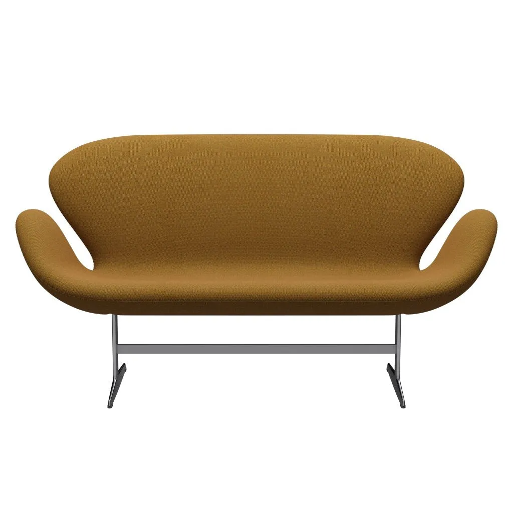 Fritz Hansen Swan™ Sofa 2 Seater, Satin Brushed Aluminium/Re Wool Saffron/Natural