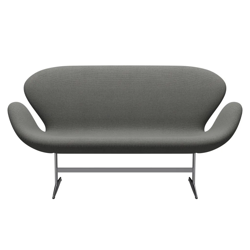 Fritz Hansen Swan™ Sofa 2 Seater, Satin Brushed Aluminium/Re Wool Taupe/Natural