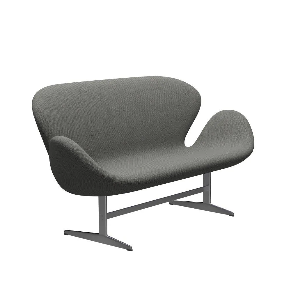 Fritz Hansen Swan™ Sofa 2 Seater, Satin Brushed Aluminium/Re Wool Taupe/Natural