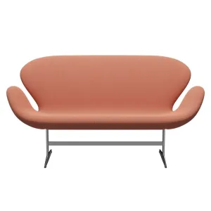 Fritz Hansen Swan™ Sofa 2 Seater, Satin Brushed Aluminum/Capture Burnt Orange