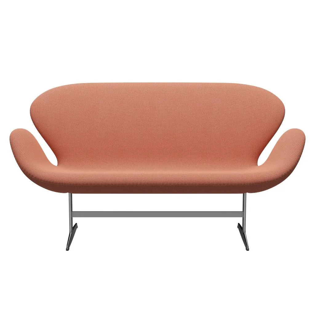 Fritz Hansen Swan™ Sofa 2 Seater, Satin Brushed Aluminum/Capture Burnt Orange