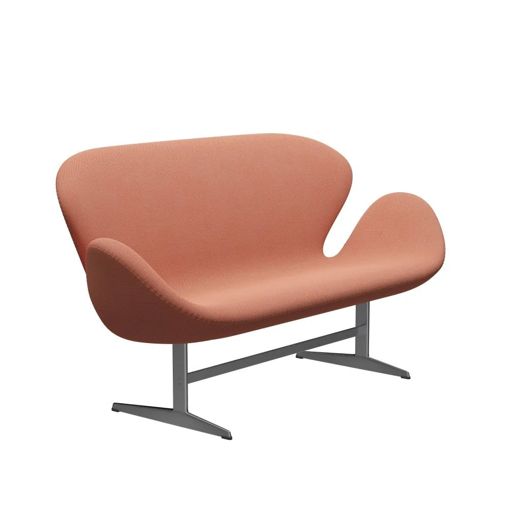 Fritz Hansen Swan™ Sofa 2 Seater, Satin Brushed Aluminum/Capture Burnt Orange