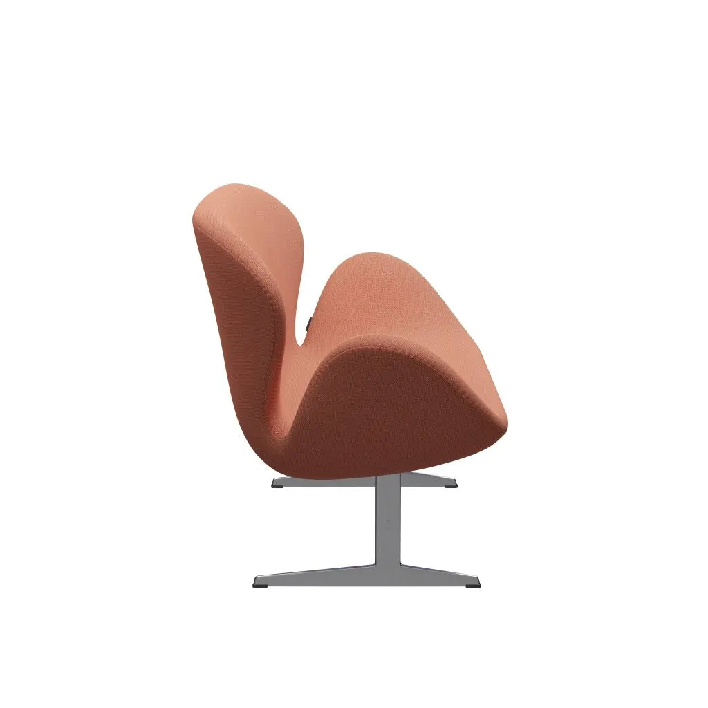 Fritz Hansen Swan™ Sofa 2 Seater, Satin Brushed Aluminum/Capture Burnt Orange