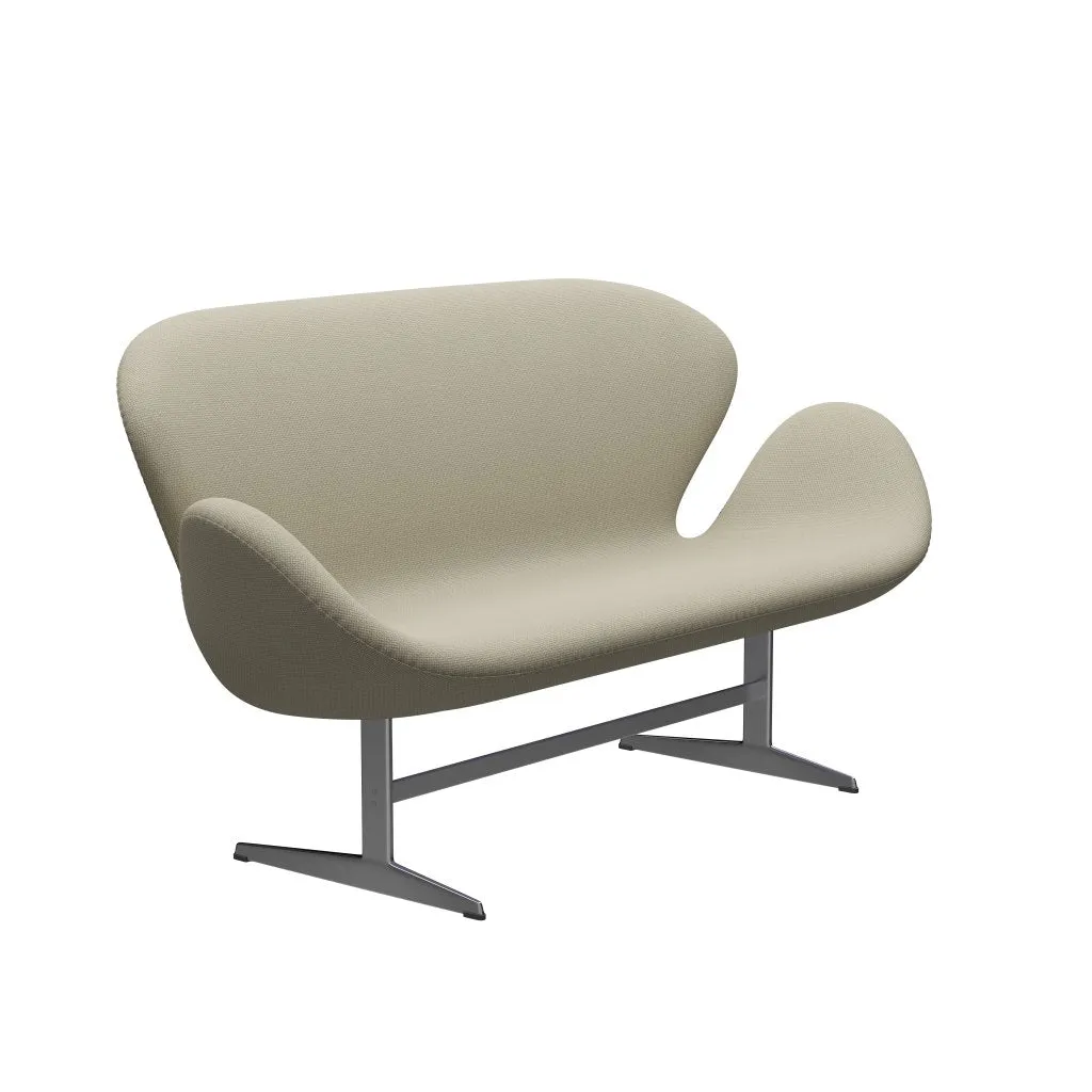 Fritz Hansen Swan™ Sofa 2 Seater, Satin Brushed Aluminum/Diablo Sand