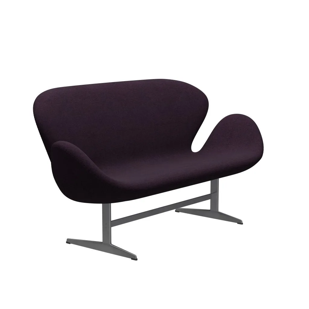 Fritz Hansen Swan™ Sofa 2 Seater, Silver Grey/Divina Md Aubergine