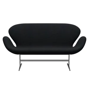Fritz Hansen Swan™ Sofa 2 Seater, Silver Grey/Divina Md Black