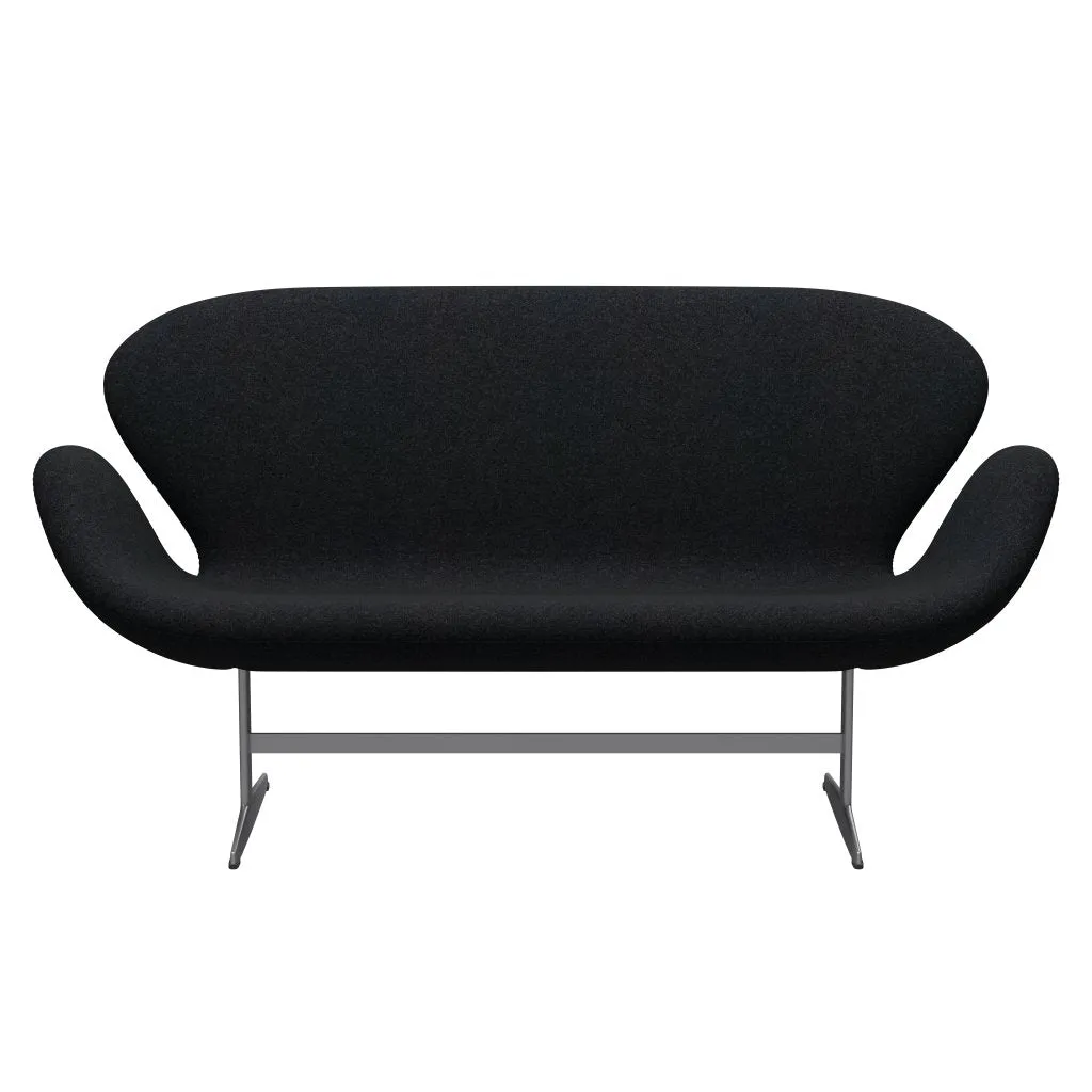 Fritz Hansen Swan™ Sofa 2 Seater, Silver Grey/Divina Md Black