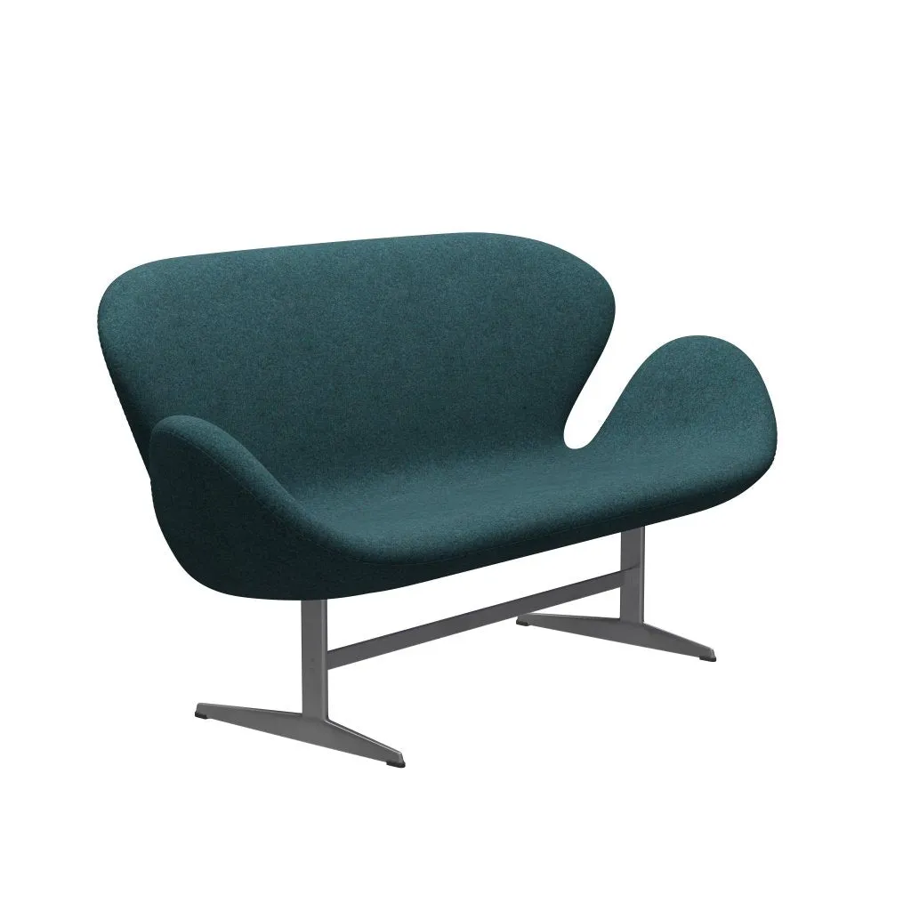 Fritz Hansen Swan™ Sofa 2 Seater, Silver Grey/Divina Md Turquoise Dark