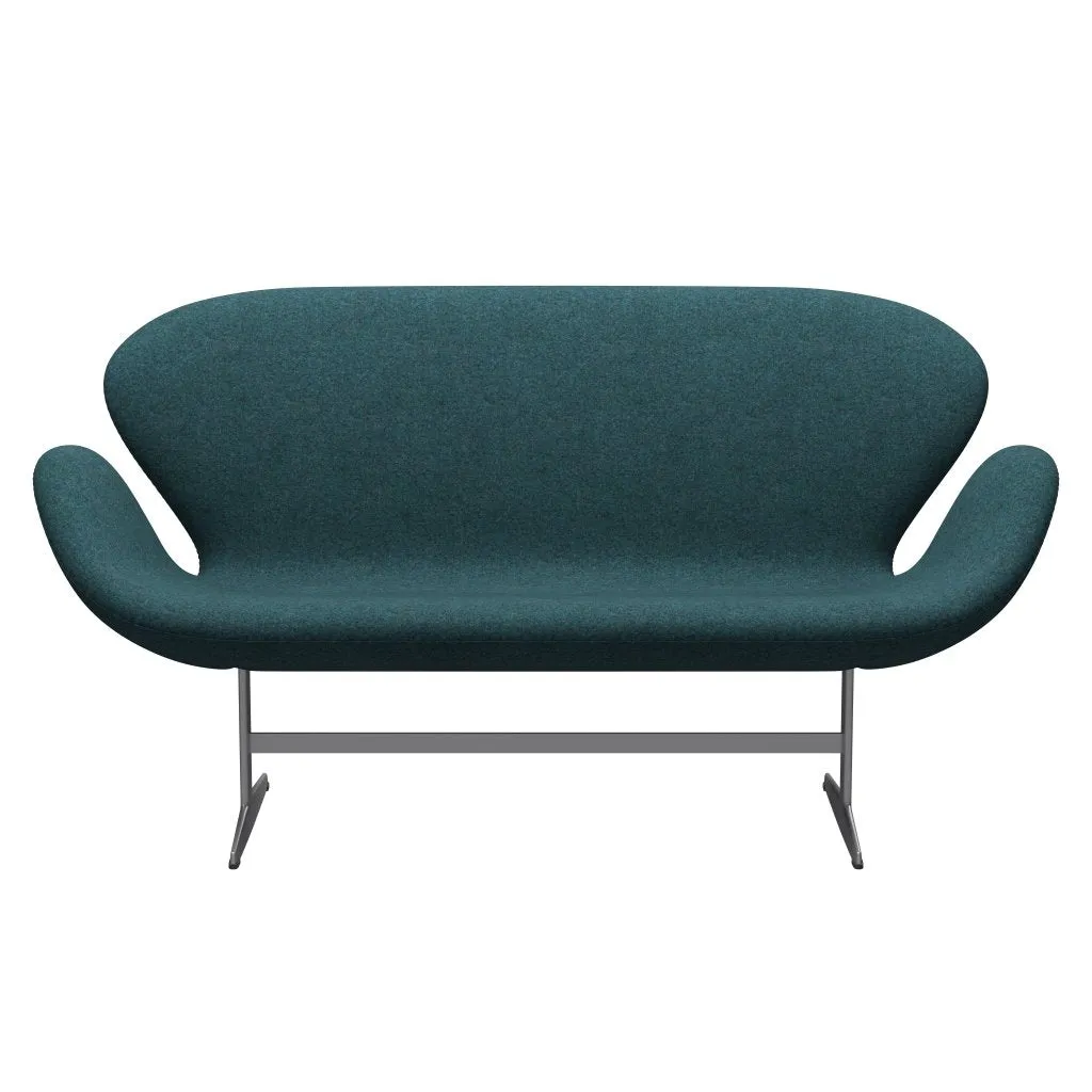 Fritz Hansen Swan™ Sofa 2 Seater, Silver Grey/Divina Md Turquoise Dark