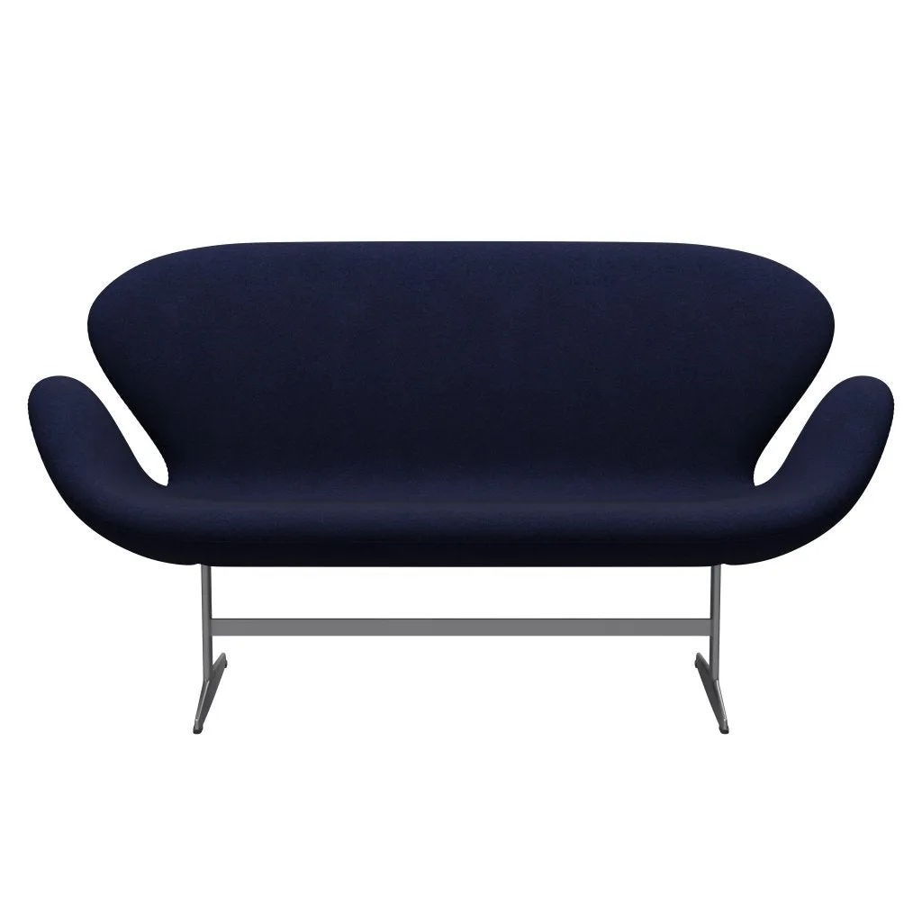 Fritz Hansen Swan™ Sofa 2 Seater, Silver Grey/Divina Melange Dark Blue