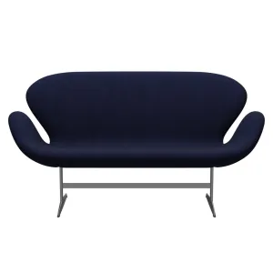 Fritz Hansen Swan™ Sofa 2 Seater, Silver Grey/Divina Melange Dark Blue