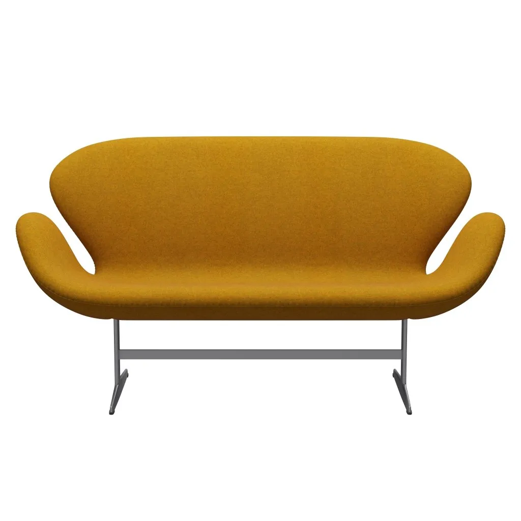 Fritz Hansen Swan™ Sofa 2 Seater, Silver Grey/Divina Melange Ochre Yellow