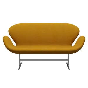 Fritz Hansen Swan™ Sofa 2 Seater, Silver Grey/Divina Melange Ochre Yellow